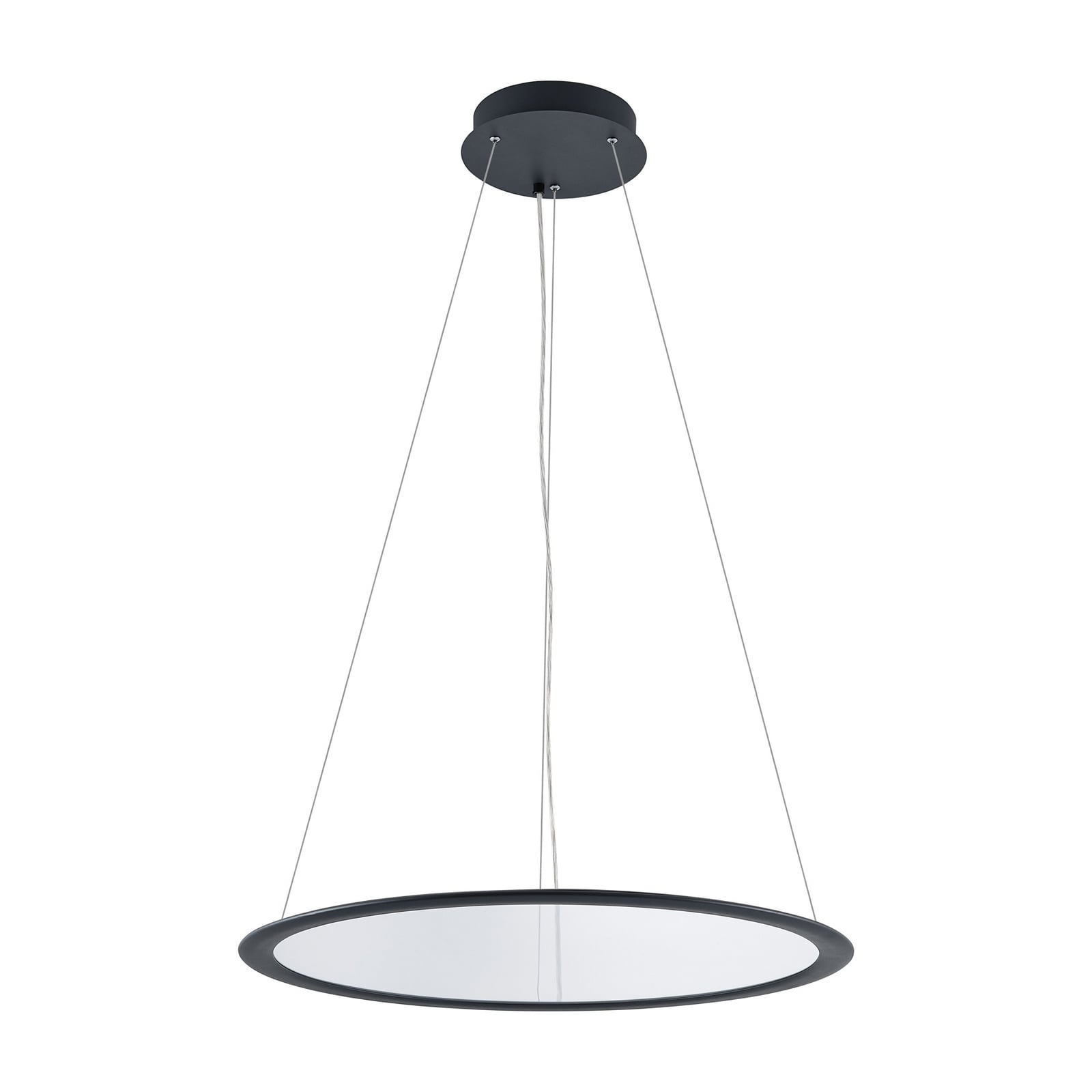 LED pendellampe PANEL ringformet svart Ø63 cm montert i rom