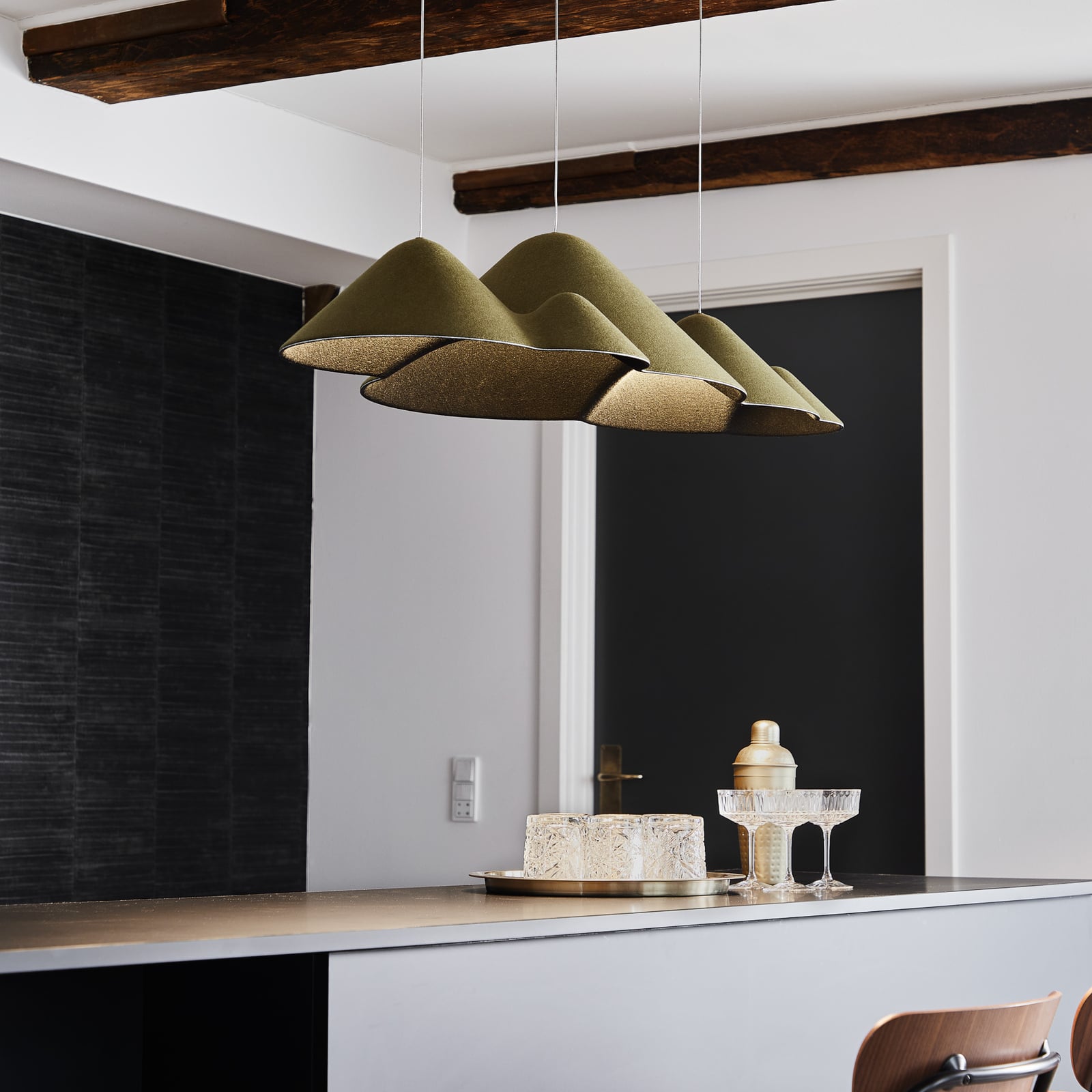 LED pendellampe Panorama filt grønn/svart bakside