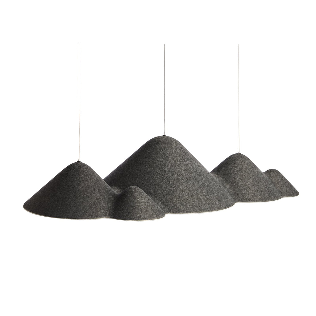 Nærbilde av filzmateriale på LED pendellampe Panorama filt svart/grå dimbar 106 cm