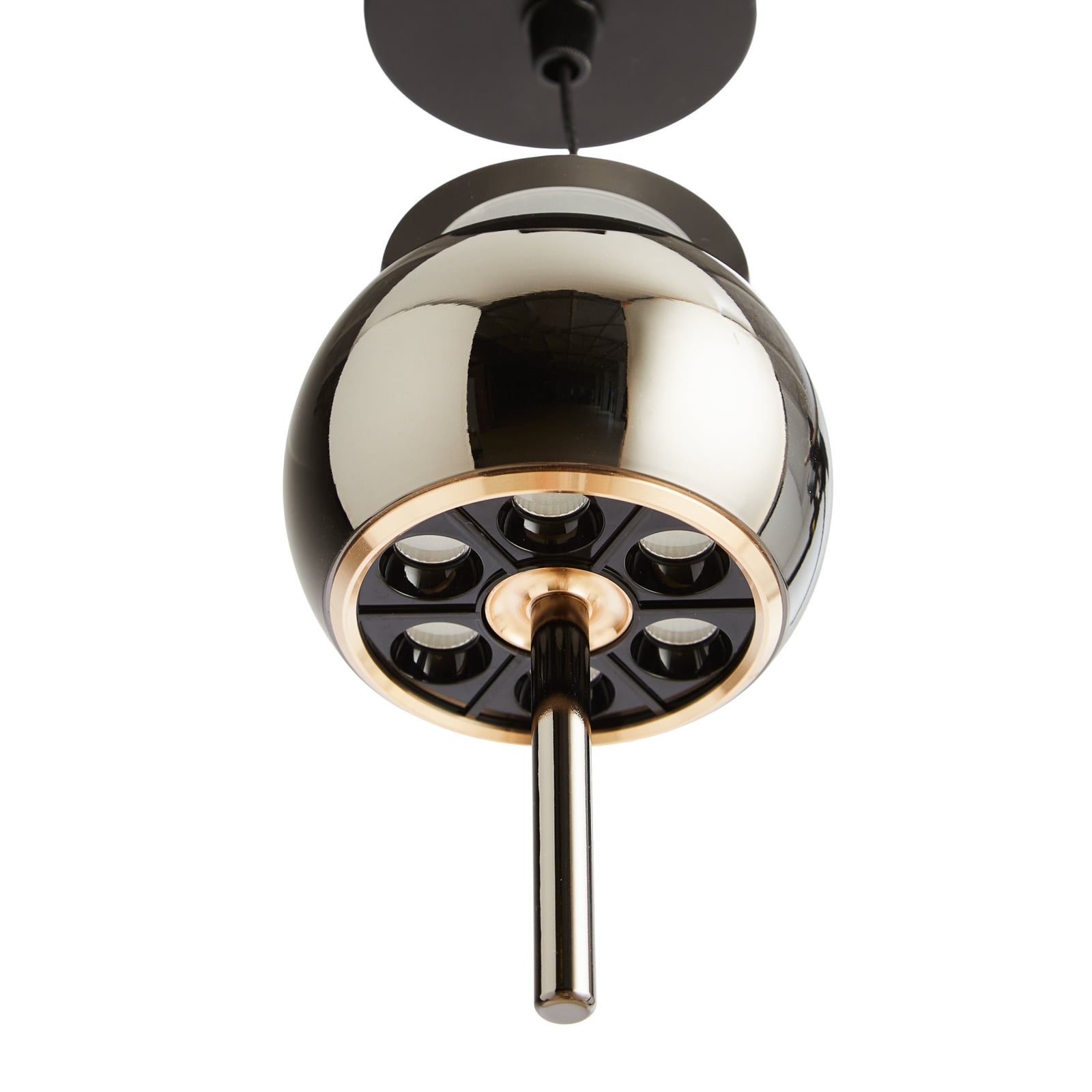 Nærbilde av LED pendellampe Parachute dimbar svart aluminium Ø9,6 cm