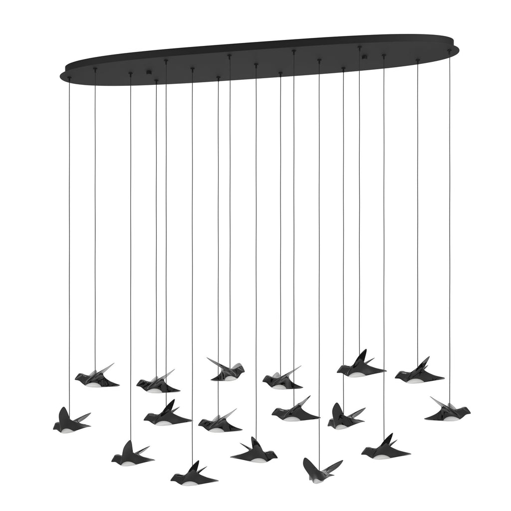 LED pendellampe Paratebueno 17-lys dimbar svart 148 cm forfra