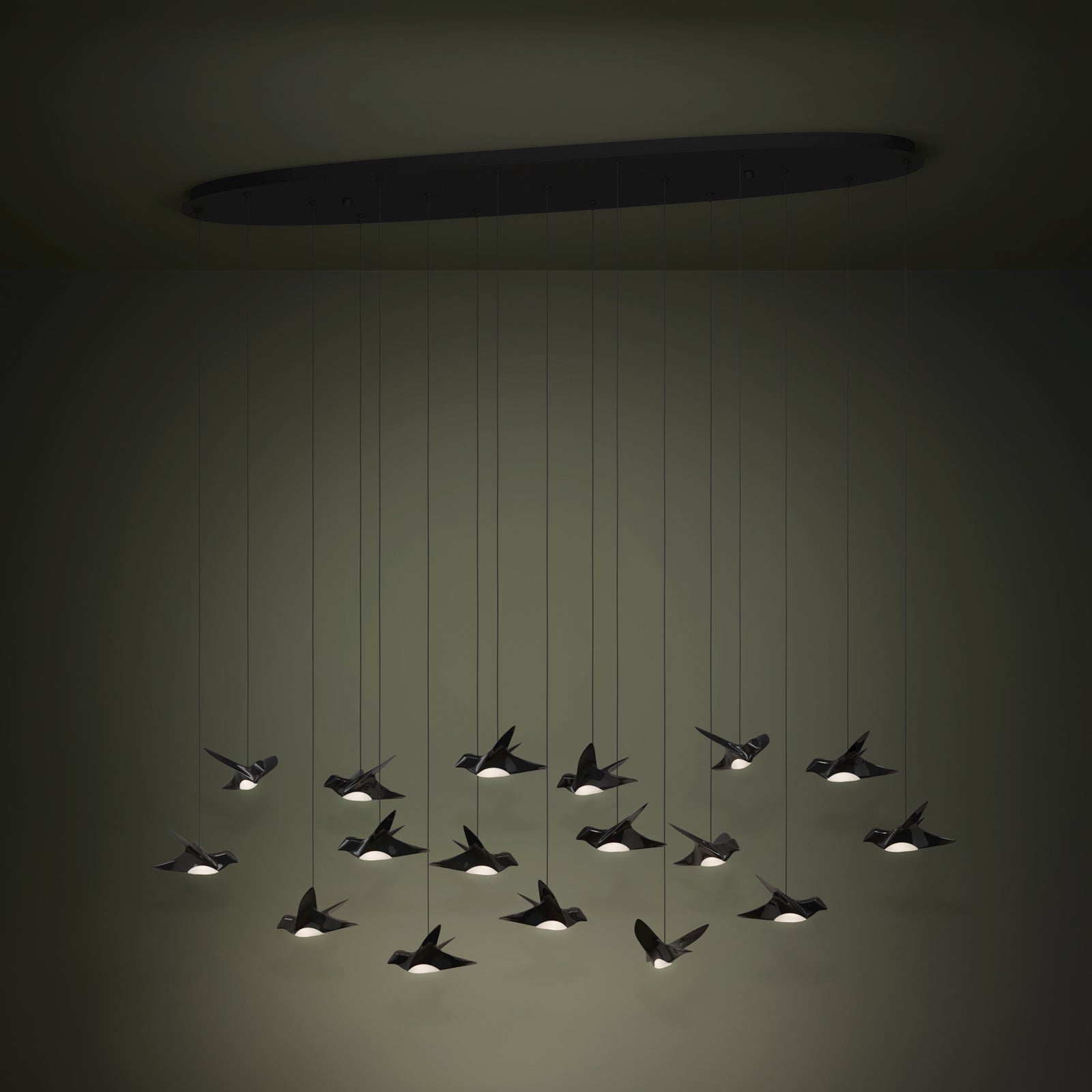 LED pendellampe Paratebueno 17-lys dimbar svart 148 cm bakside
