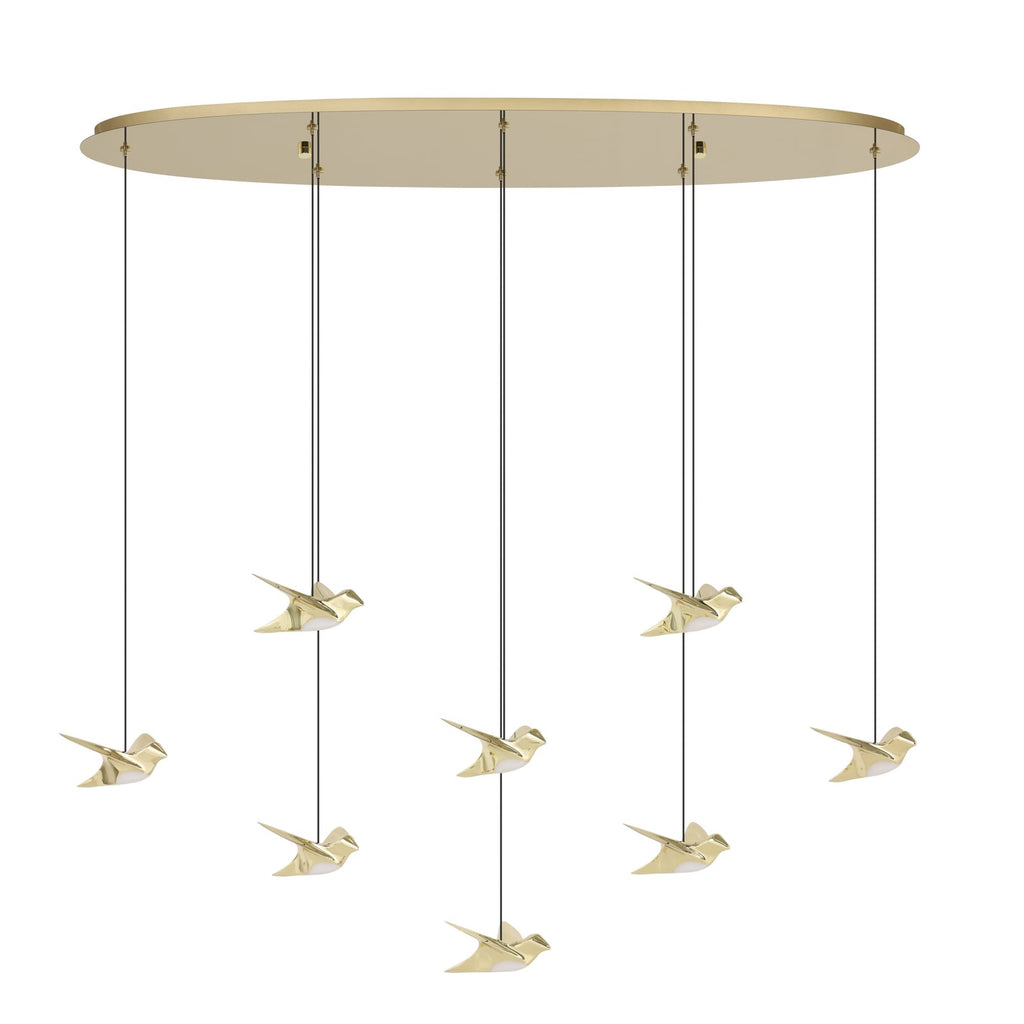 LED pendellampe Paratebueno 8-lys messing dimbar 24W forfra