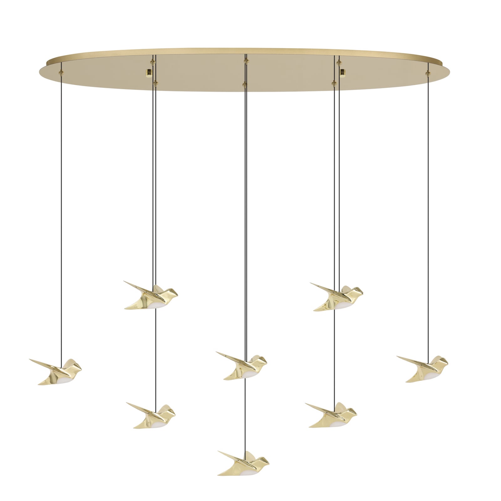 LED pendellampe Paratebueno 8-lys messing dimbar 24W forfra