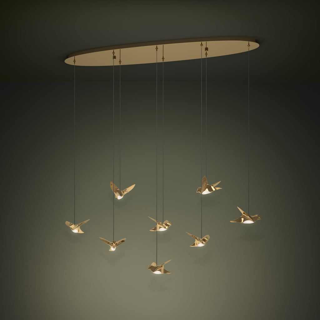 LED pendellampe Paratebueno 8-lys messing dimbar 24W bakside