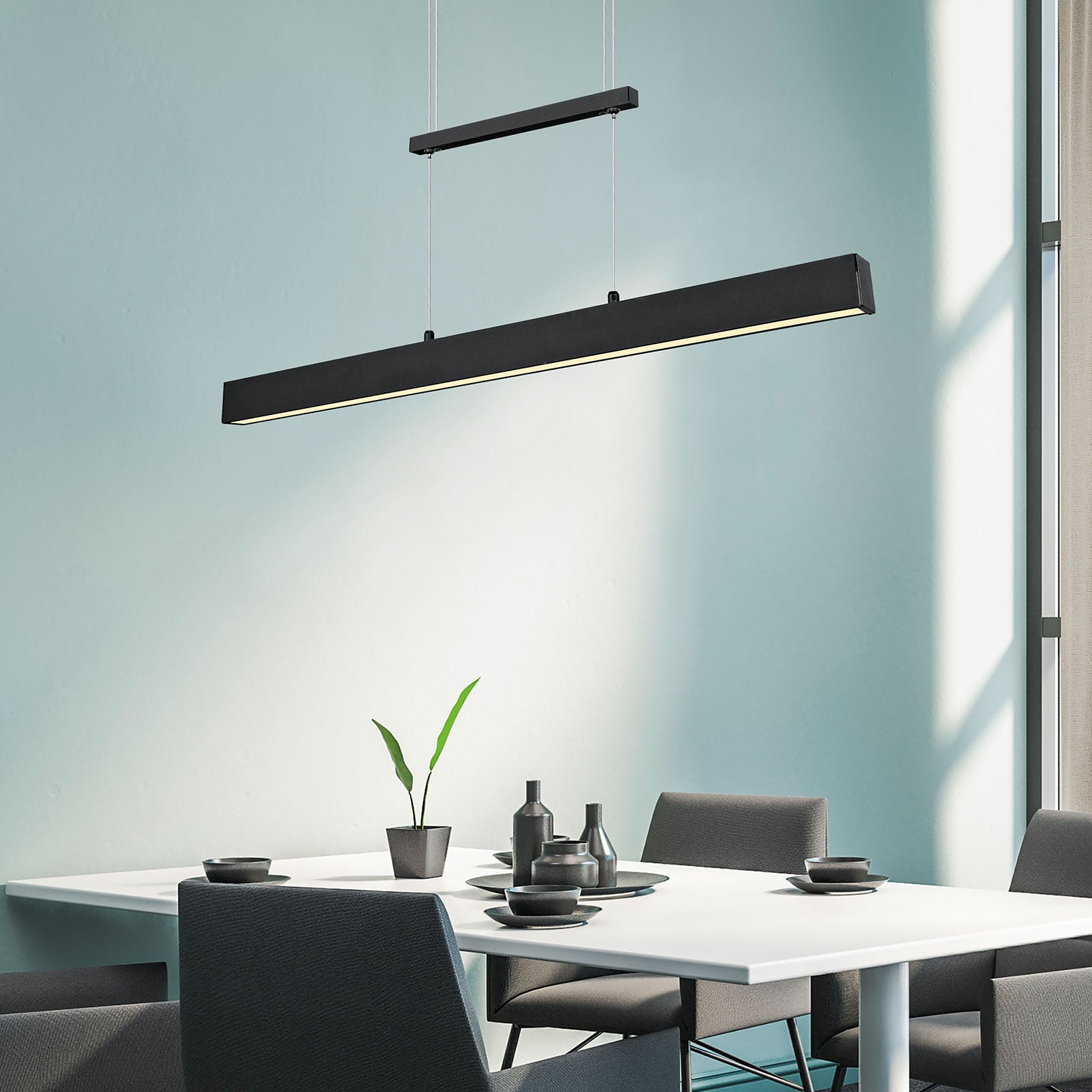 LED pendellampe Paros dimbar svart 90 cm 32W detalj av metall