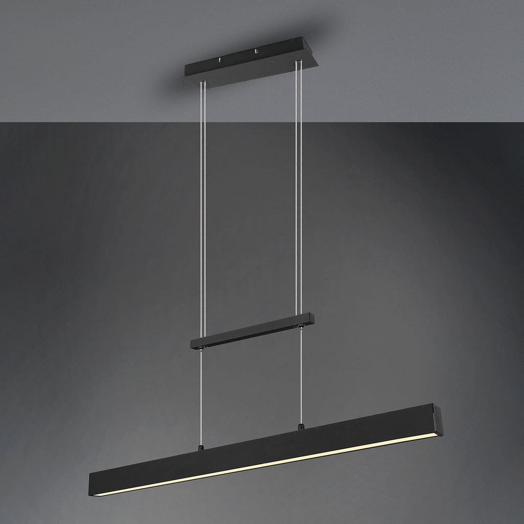 LED pendellampe Paros dimbar svart 90 cm 32W oppheng detalj