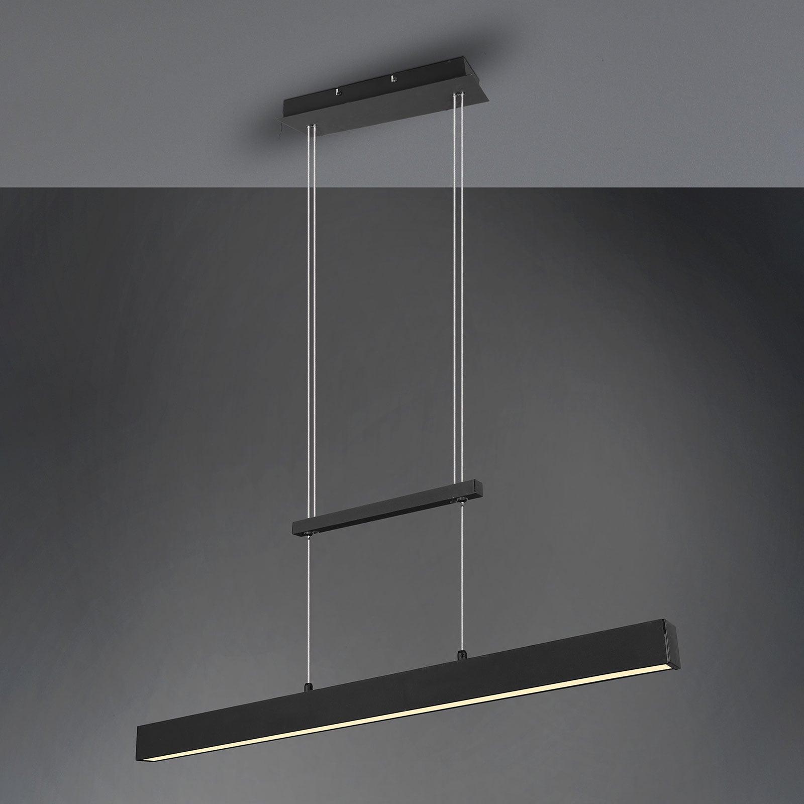 LED pendellampe Paros dimbar svart 90 cm 32W oppheng detalj