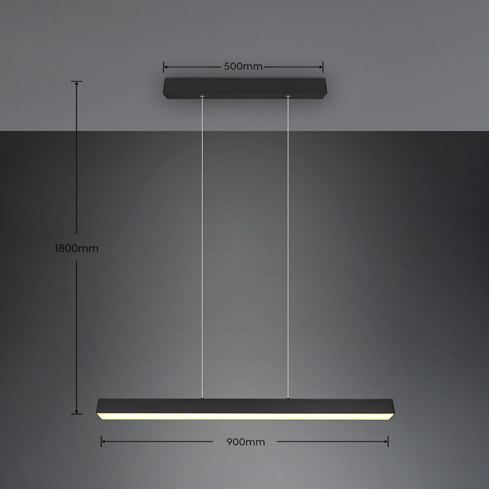 Detalj av LED pendellampe Paros DUOline dimbar svart 90 cm 29W