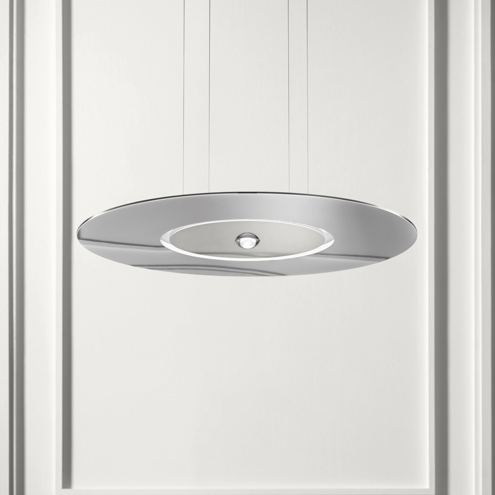 LED pendellampe Passepartout55 dimbar matt krom Ø55 cm montert