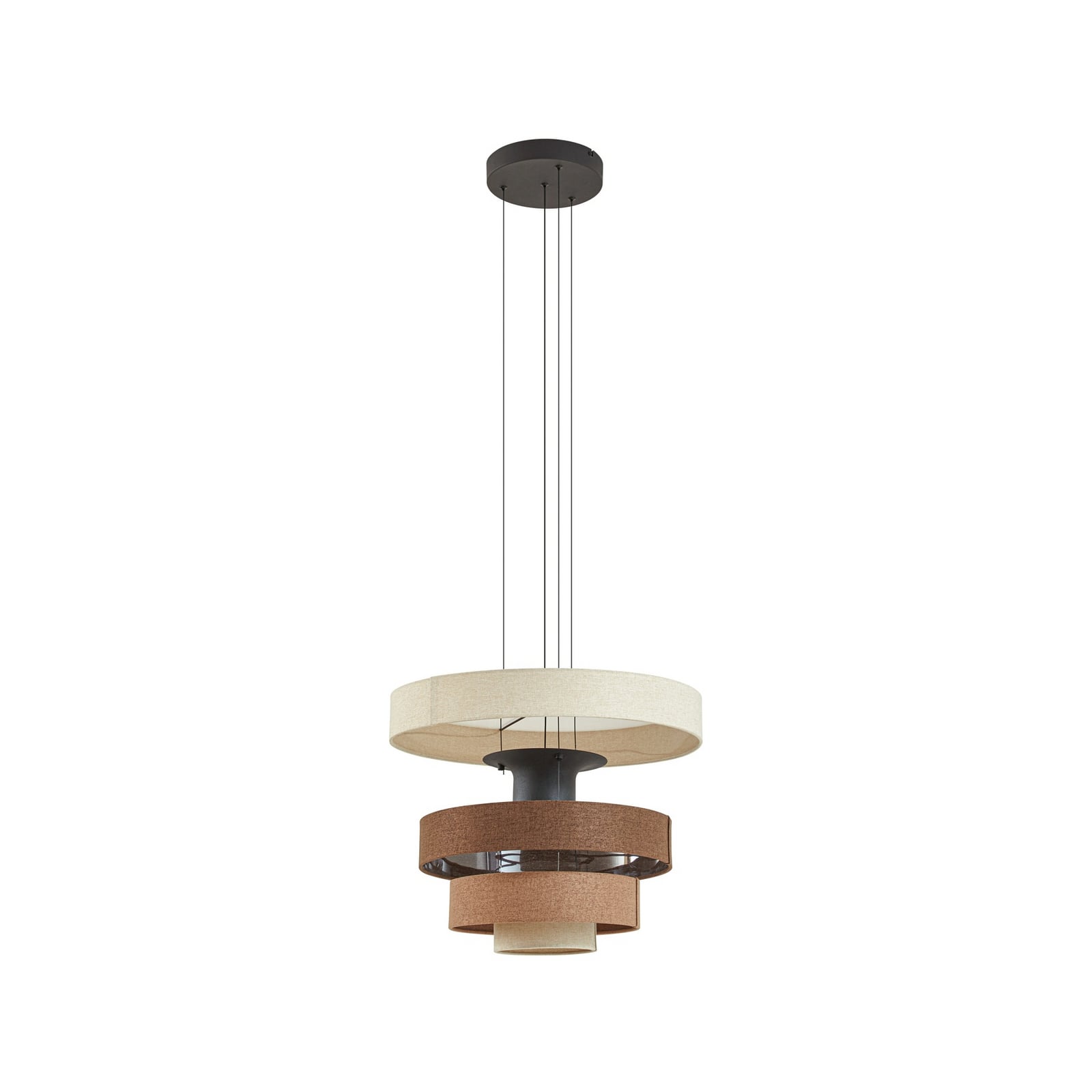 LED pendellampe Peldano tekstil brun/beige Ø50 cm nærbilde tekstil