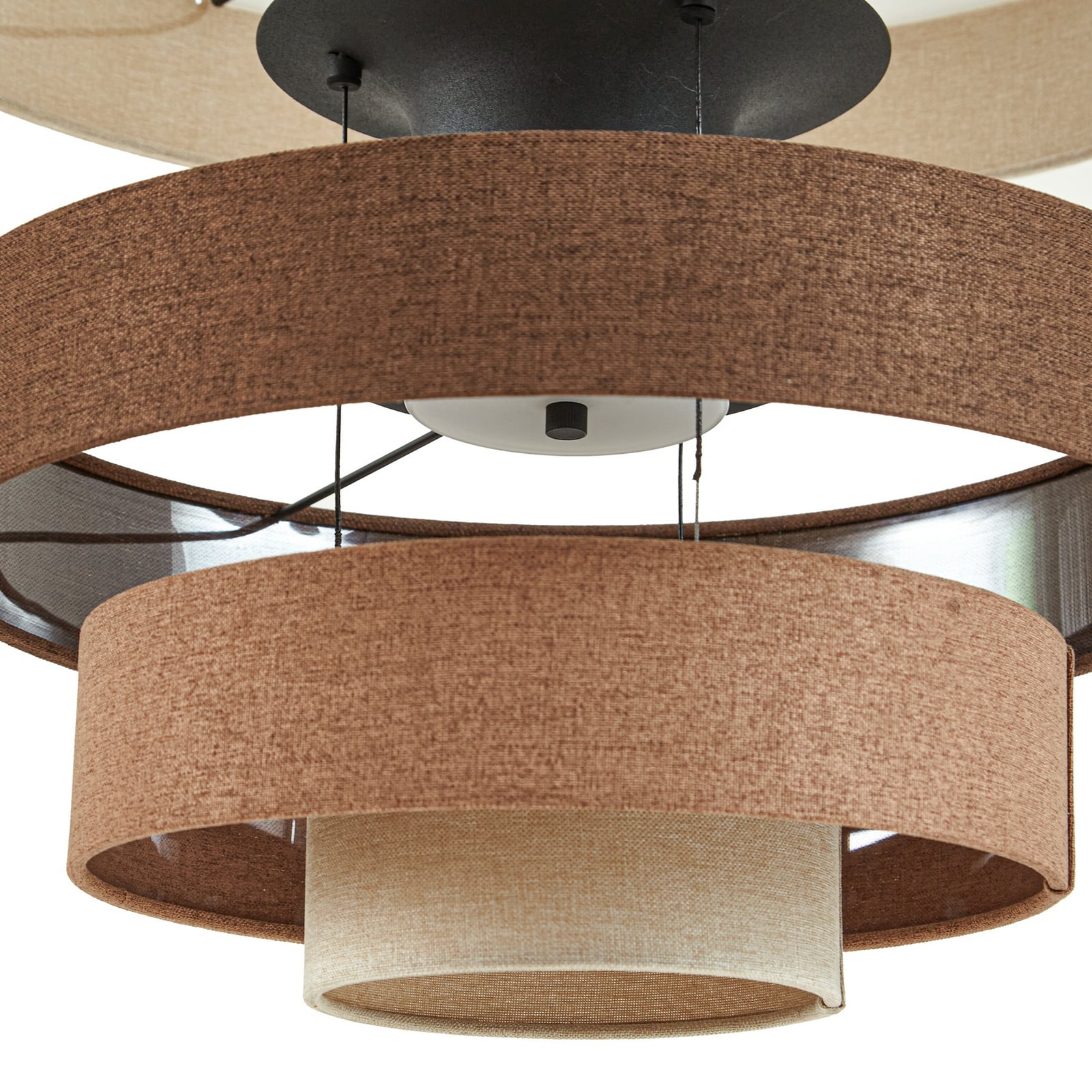 LED pendellampe Peldano tekstil brun/beige Ø50 cm profil