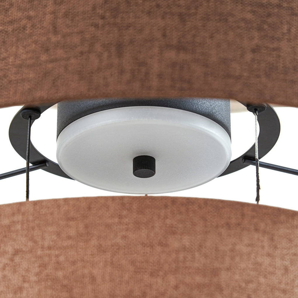 LED pendellampe Peldano tekstil brun/beige Ø50 cm oppheng