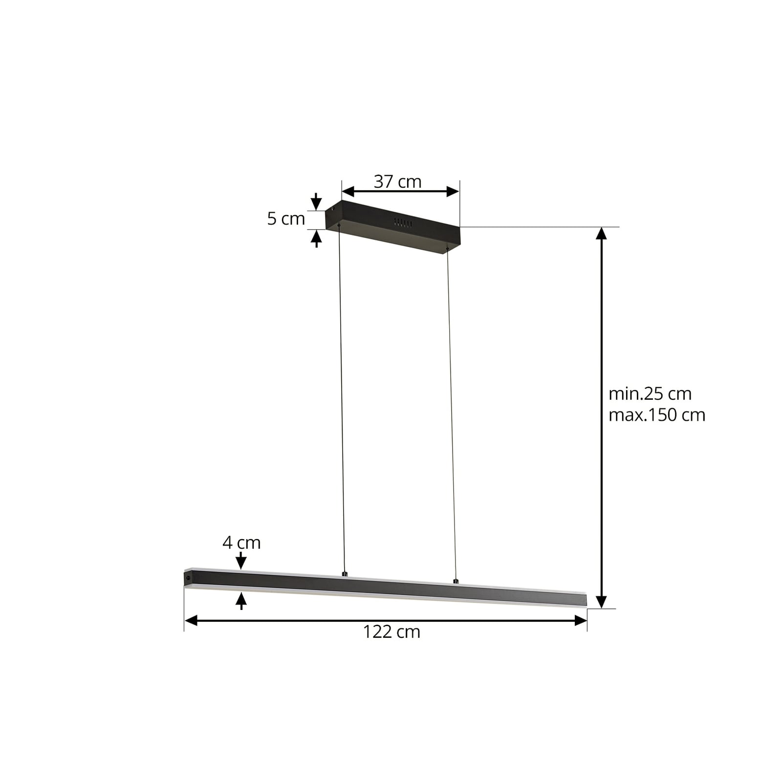 LED pendellampe Pendolo svart aluminium 120 cm nærbilde