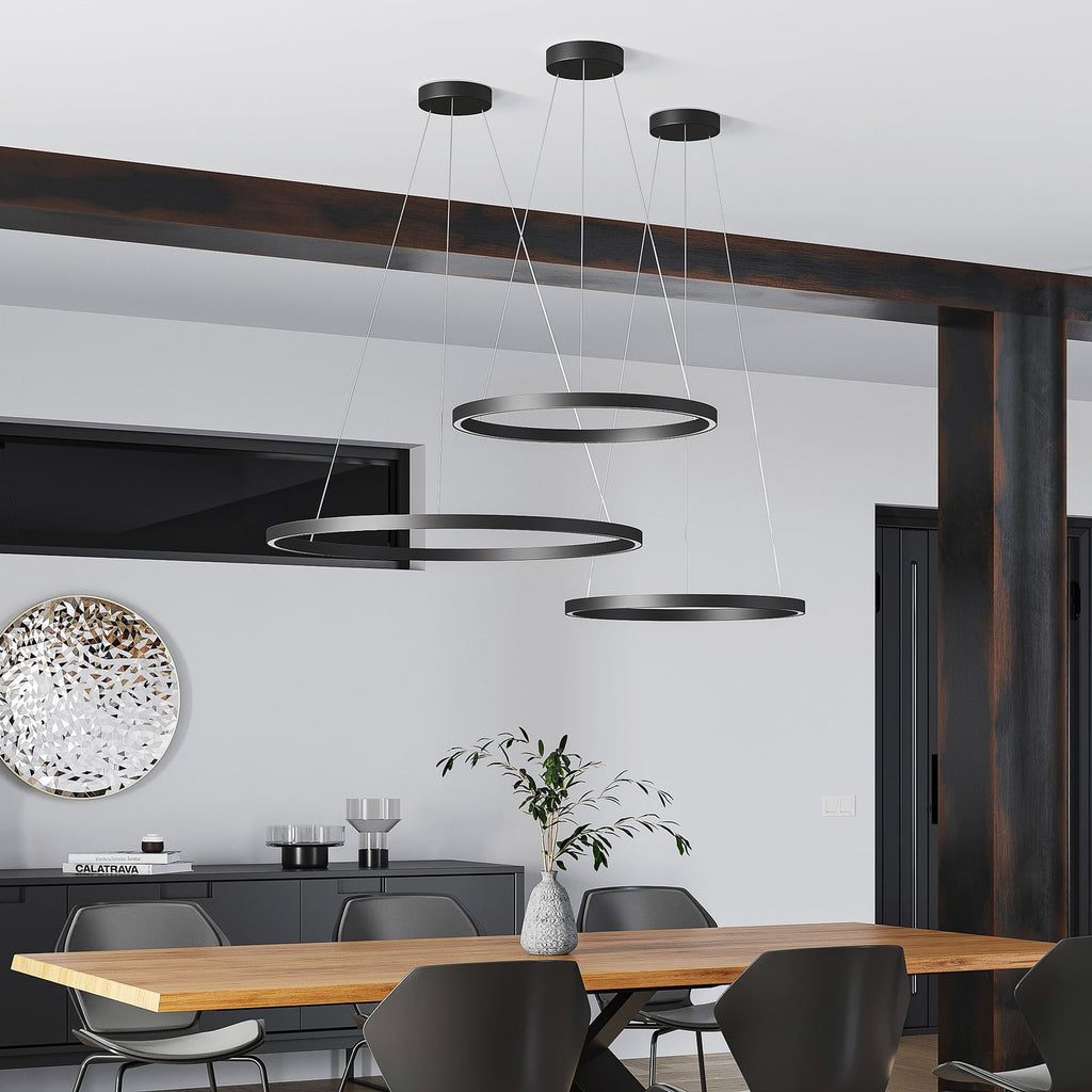 LED pendellampe Perfora dimbar svart aluminium Ø60 cm bakside