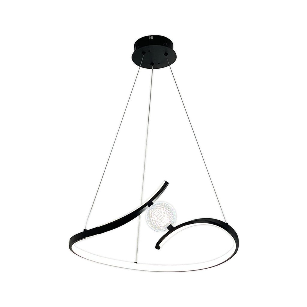 LED pendellampe Perla svart metall/akryl forfra