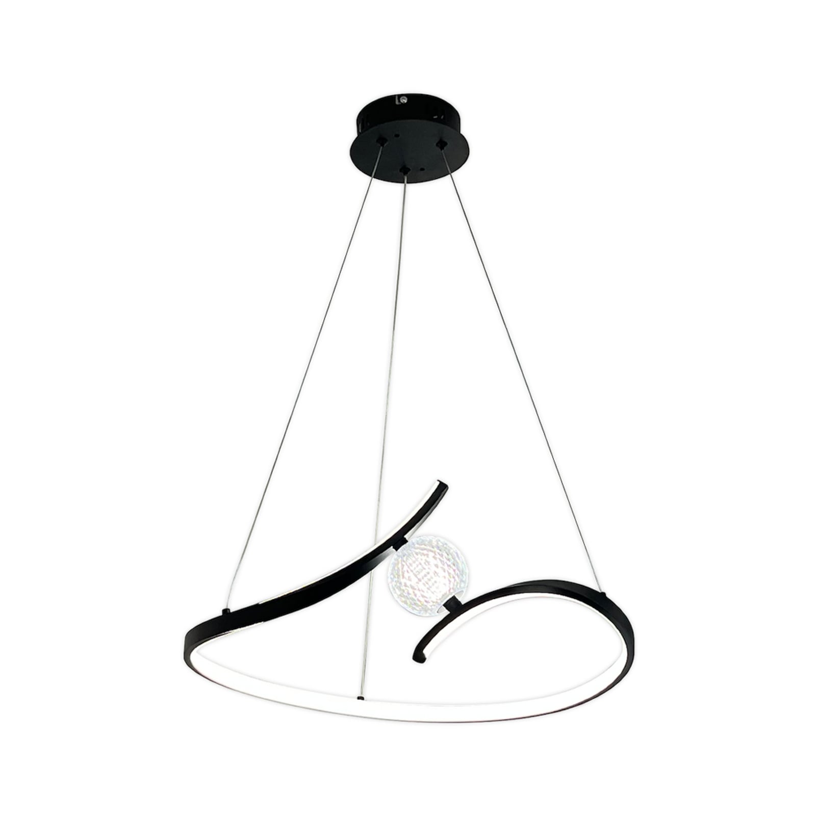 LED pendellampe Perla svart metall/akryl forfra