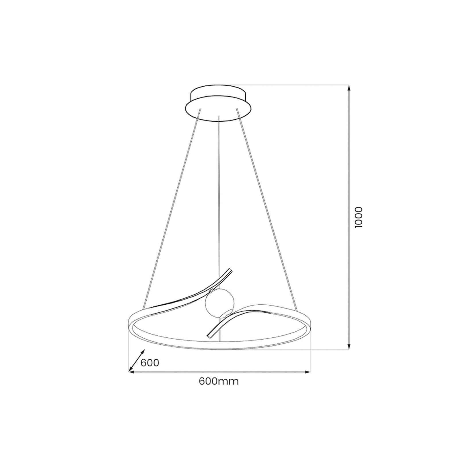 LED pendellampe Perla svart metall/akryl montert i rom
