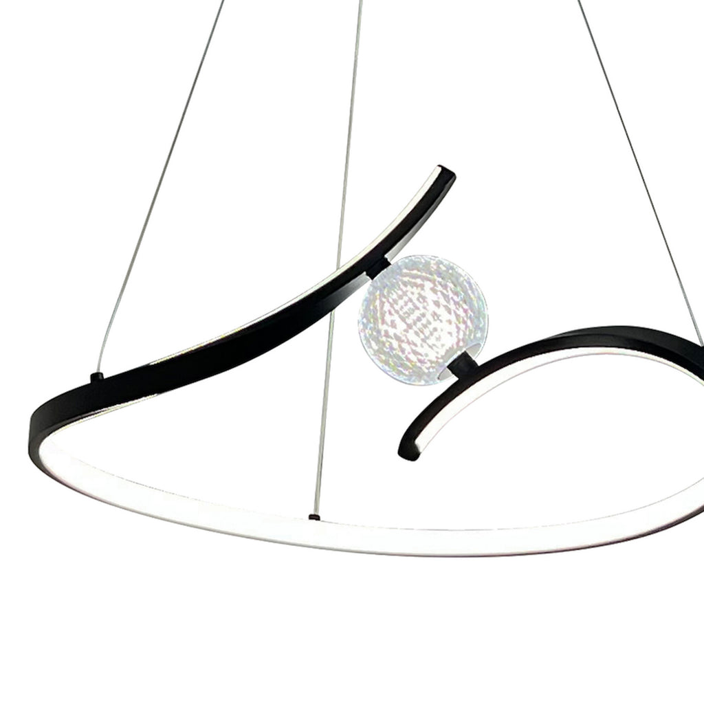 LED pendellampe Perla svart metall/akryl nærbilde av metallramme