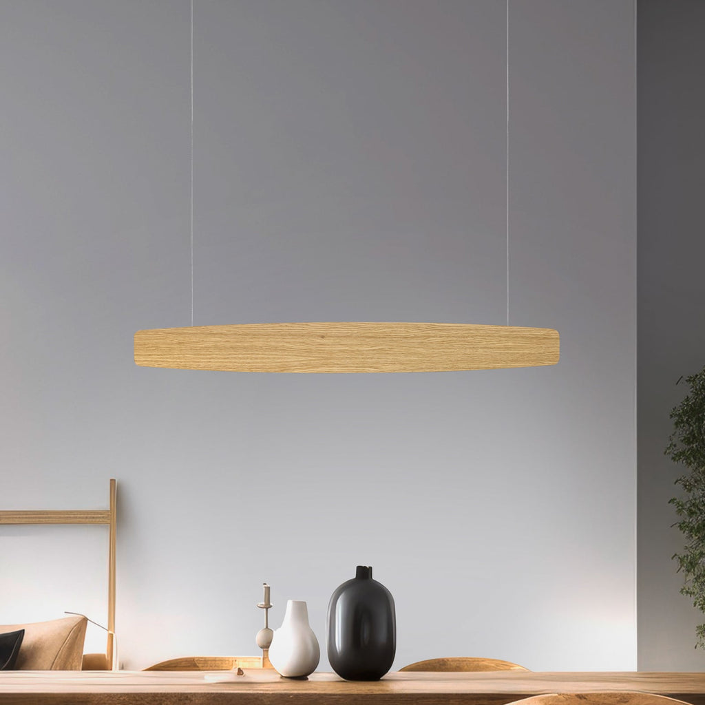 LED pendellampe Persida eik dimbar 98 cm 2700K Quitani forfra