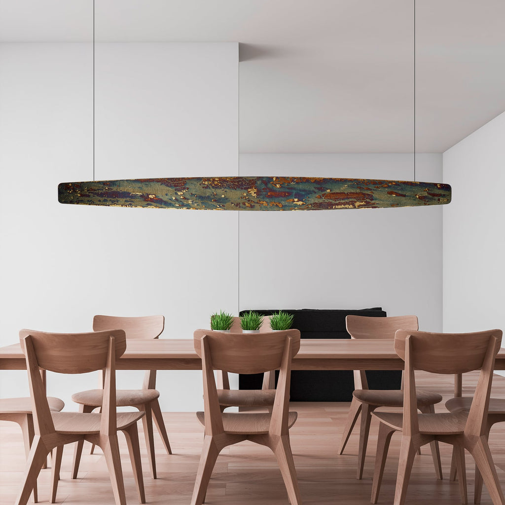 Detalj av LED pendellampe Persida gull slagmetall 148 cm dimbar
