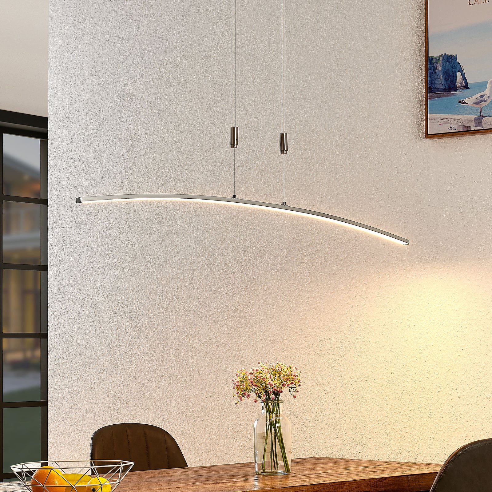 LED pendellampe Phillie høydejusterbar dimbar 119,5 cm forfra