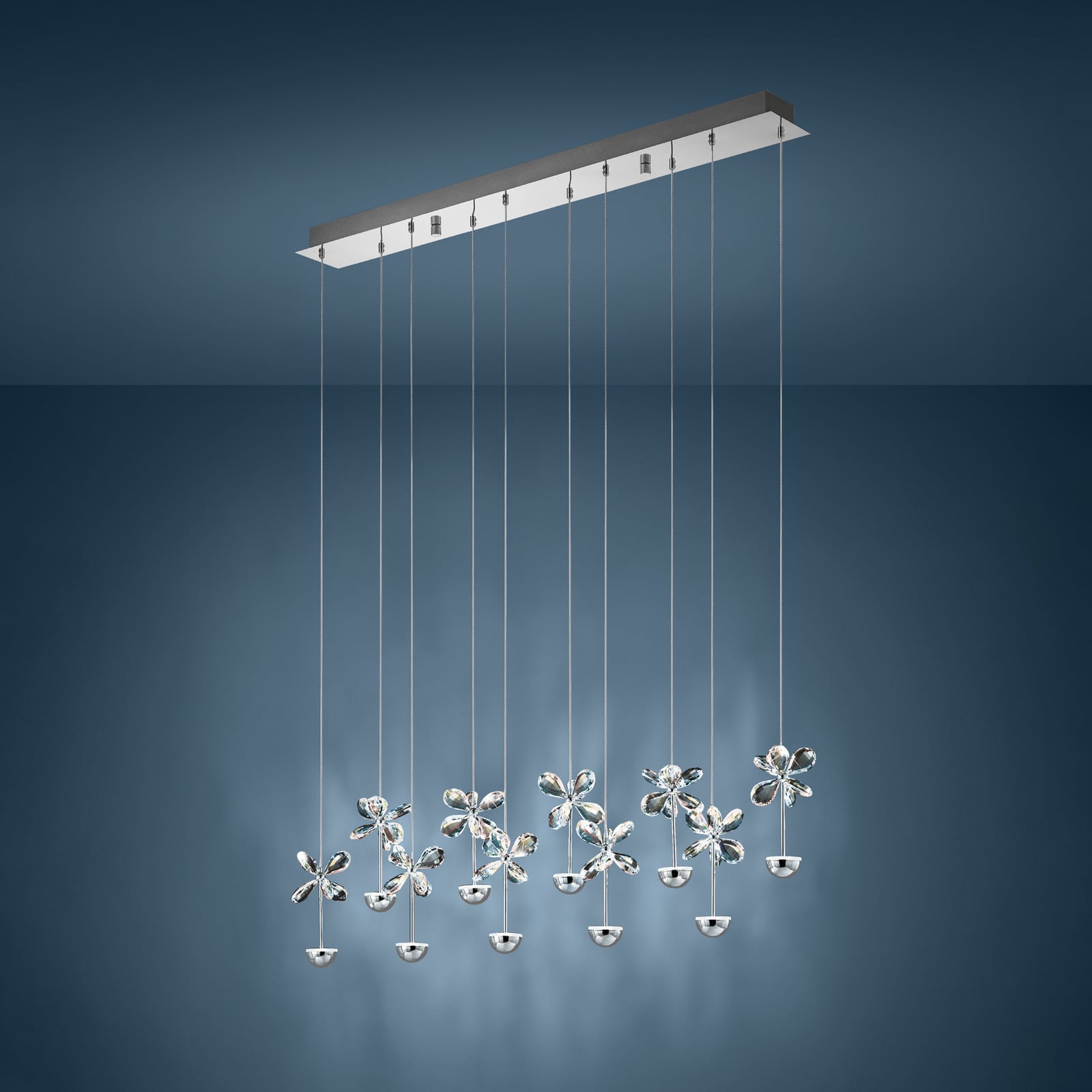 LED pendellampe Pianopoli krom glass 87 cm dimbar bakside