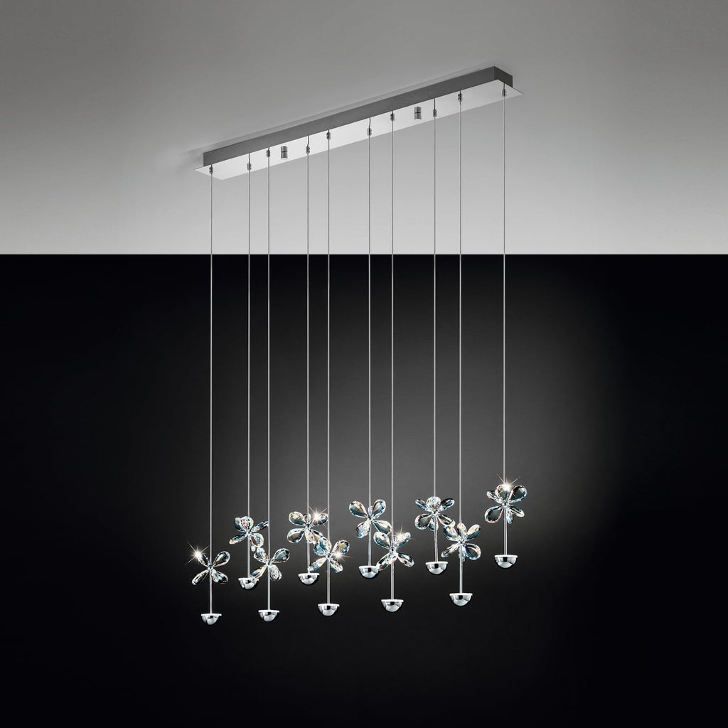 Montert LED pendellampe Pianopoli krom glass 87 cm dimbar i rom