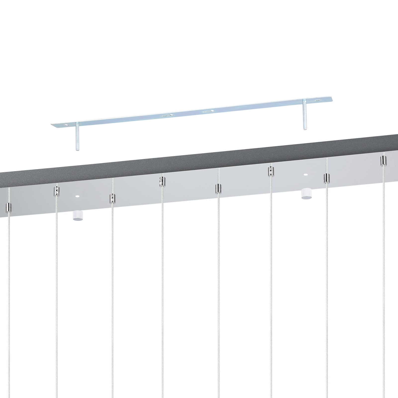 Sideprofil av LED pendellampe Pianopoli krom glass 87 cm dimbar