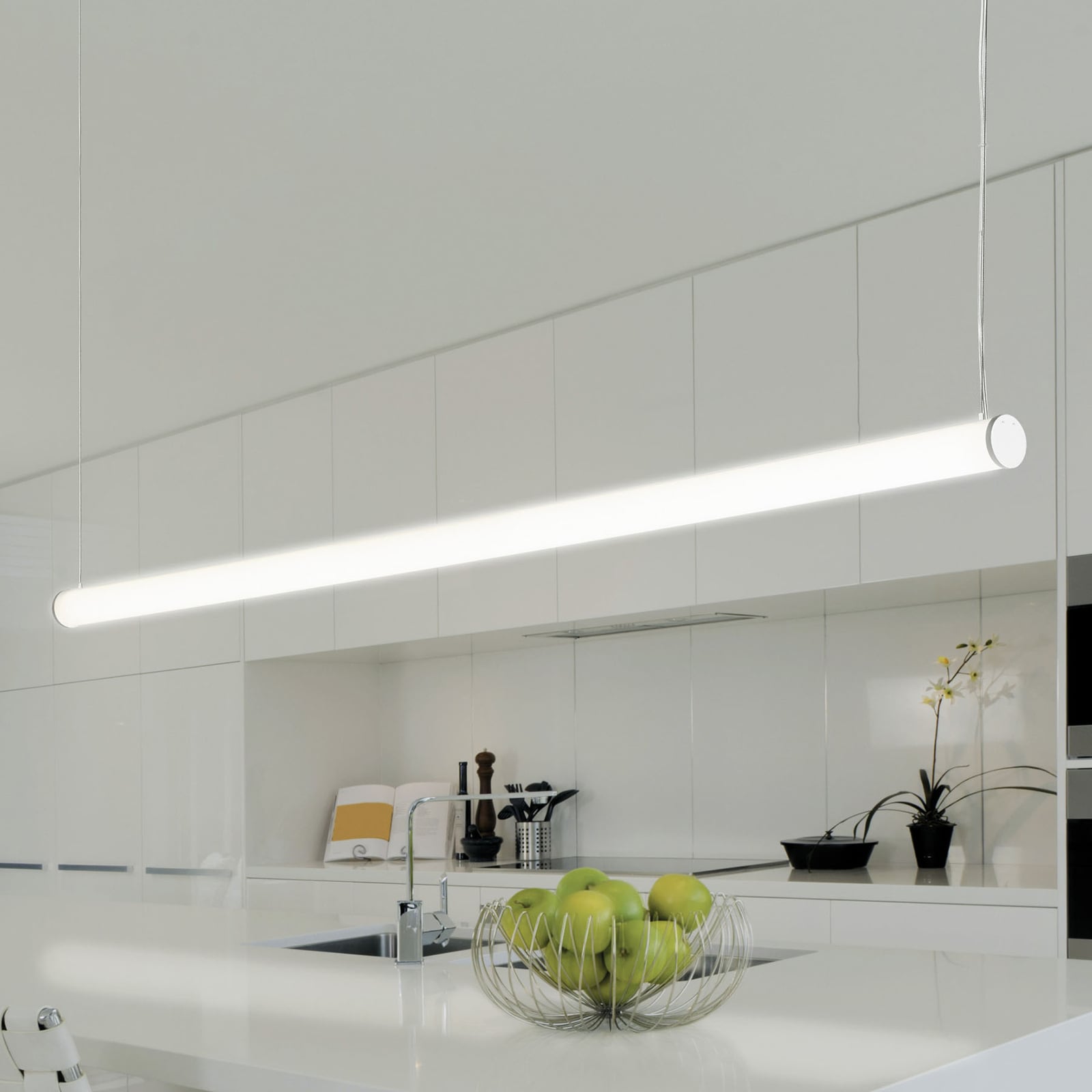 LED pendellampe Pirgos hvit 200 cm dimbar 43W forfra