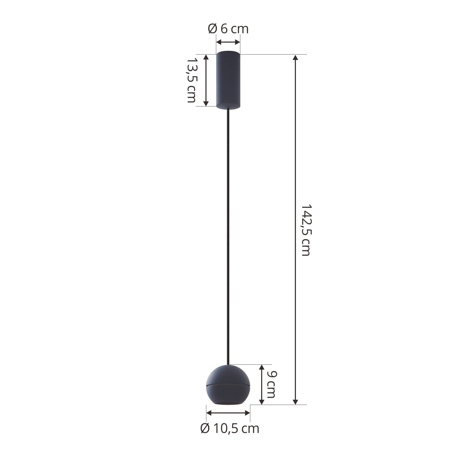 LED pendellampe Plarion blå aluminium Ø9 cm montert i rom