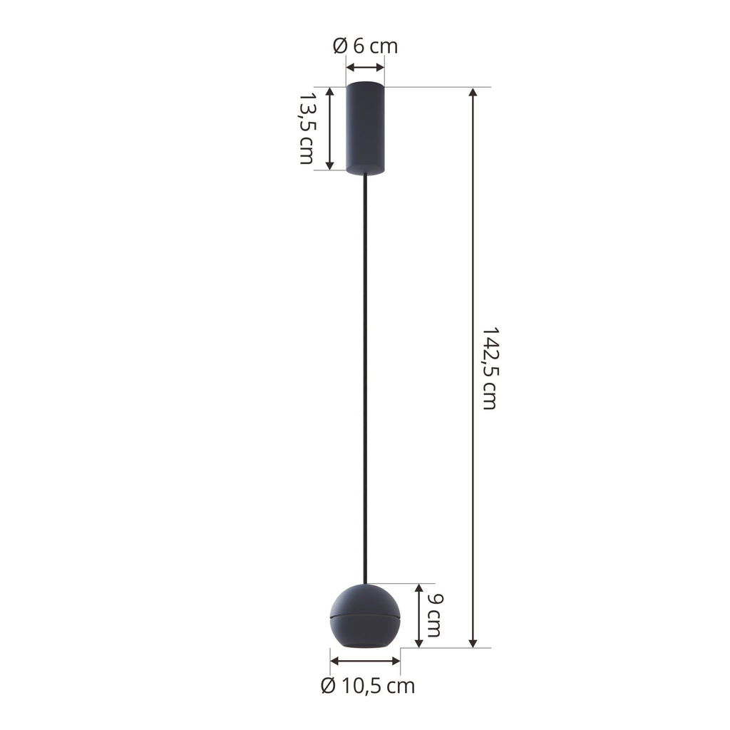 LED pendellampe Plarion blå aluminium Ø9 cm montert i rom