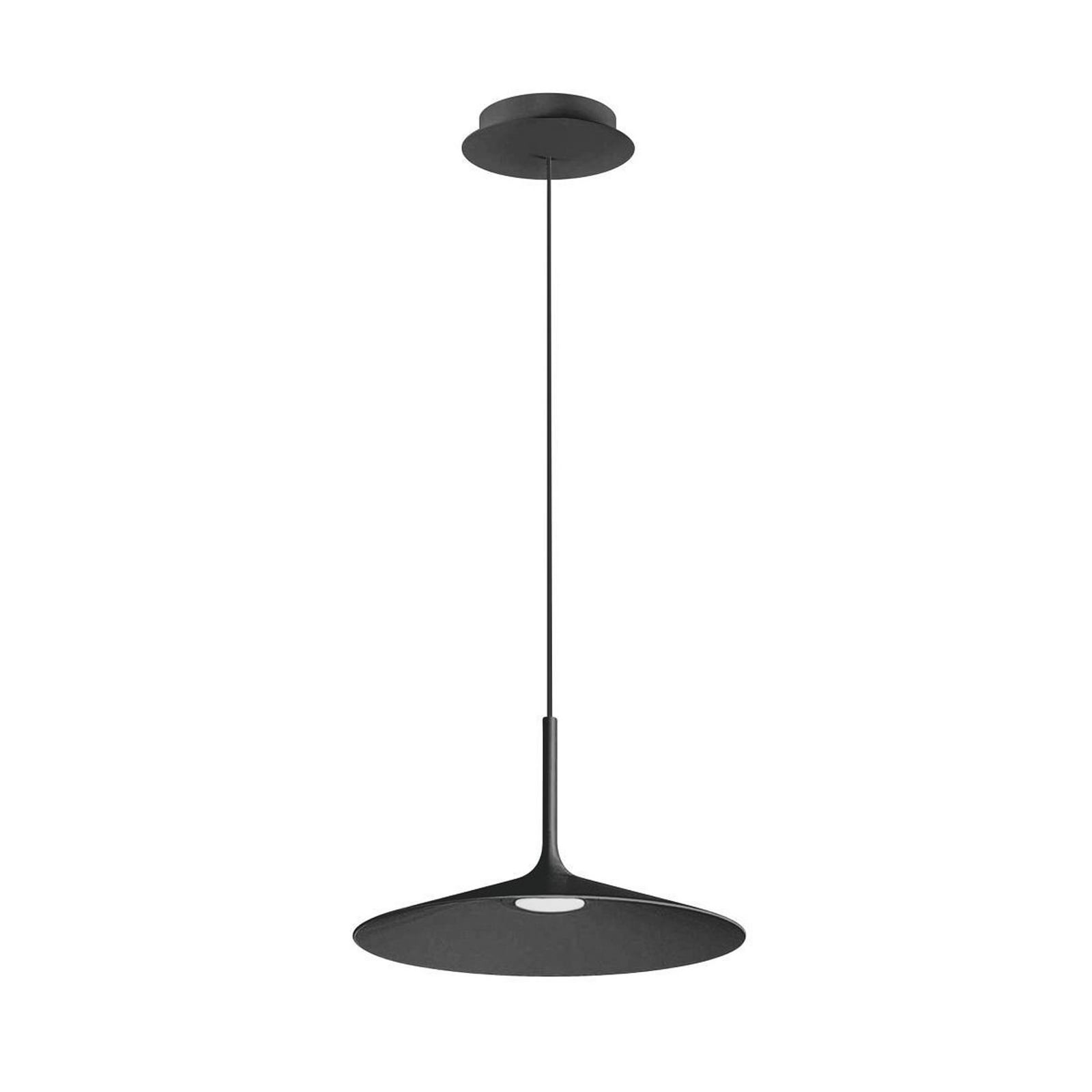 LED pendellampe Poe Plus flat skjerm Ø40 cm svart forfra