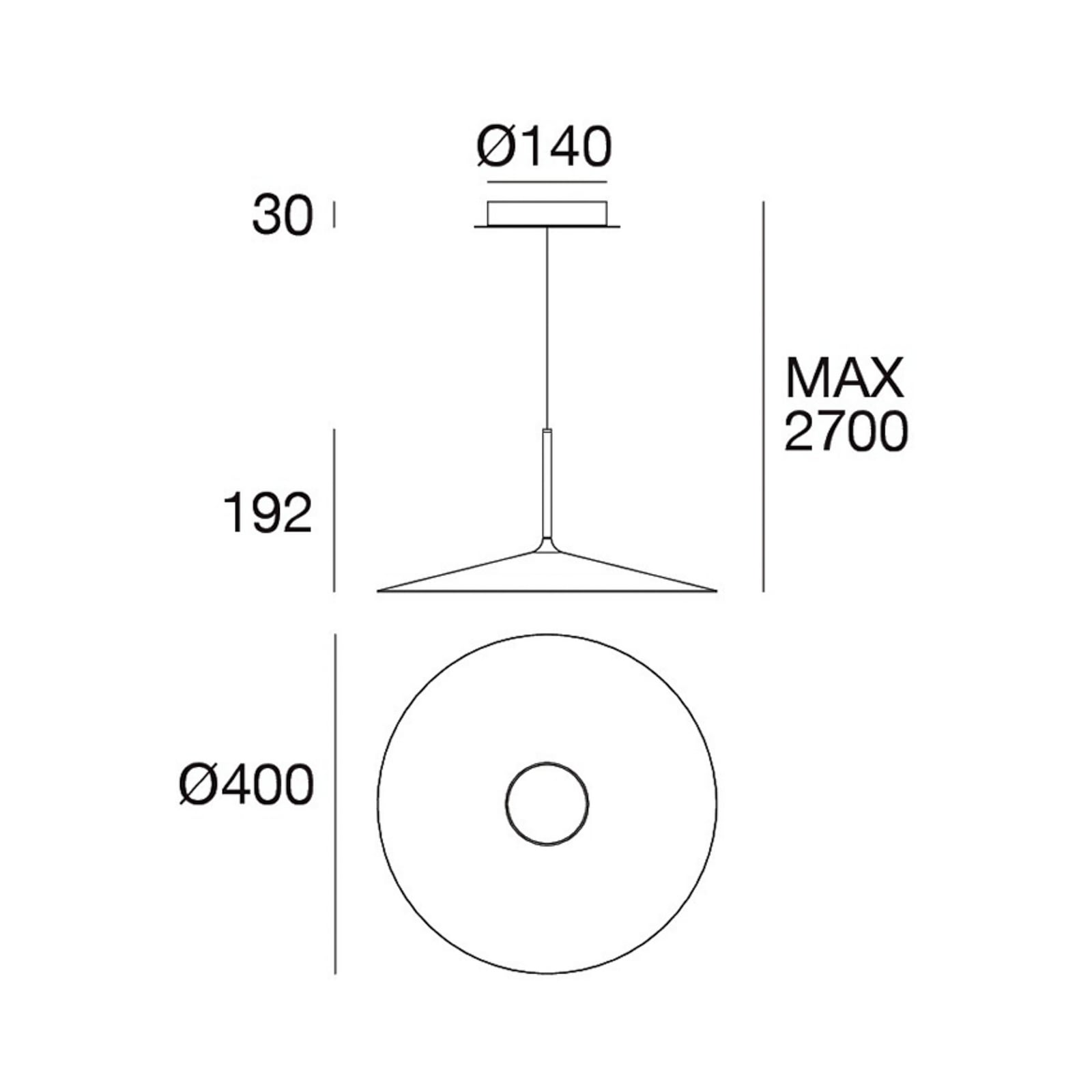 LED pendellampe Poe Plus flat skjerm Ø40 cm svart detalj