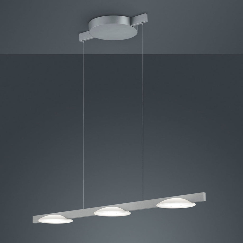LED pendellampe Pole 3-lys dimbar matt nikkel detalj av glass og aluminium