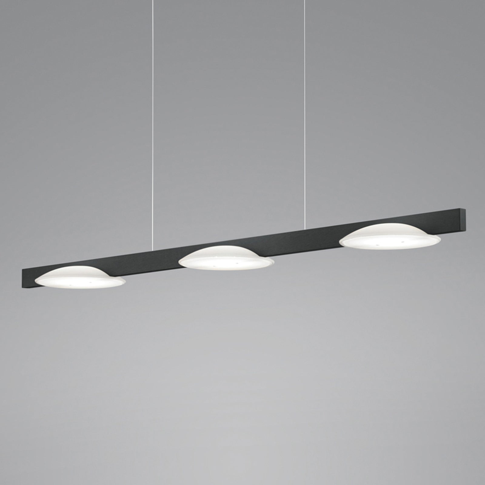 LED pendellampe Pole 3-lys svart matt glass dimbar 100 cm forfra