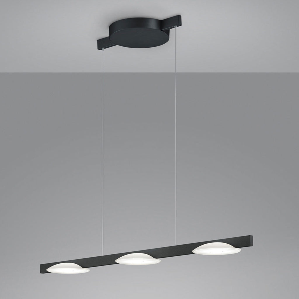 LED pendellampe Pole 3-lys svart matt glass dimbar 100 cm bakside