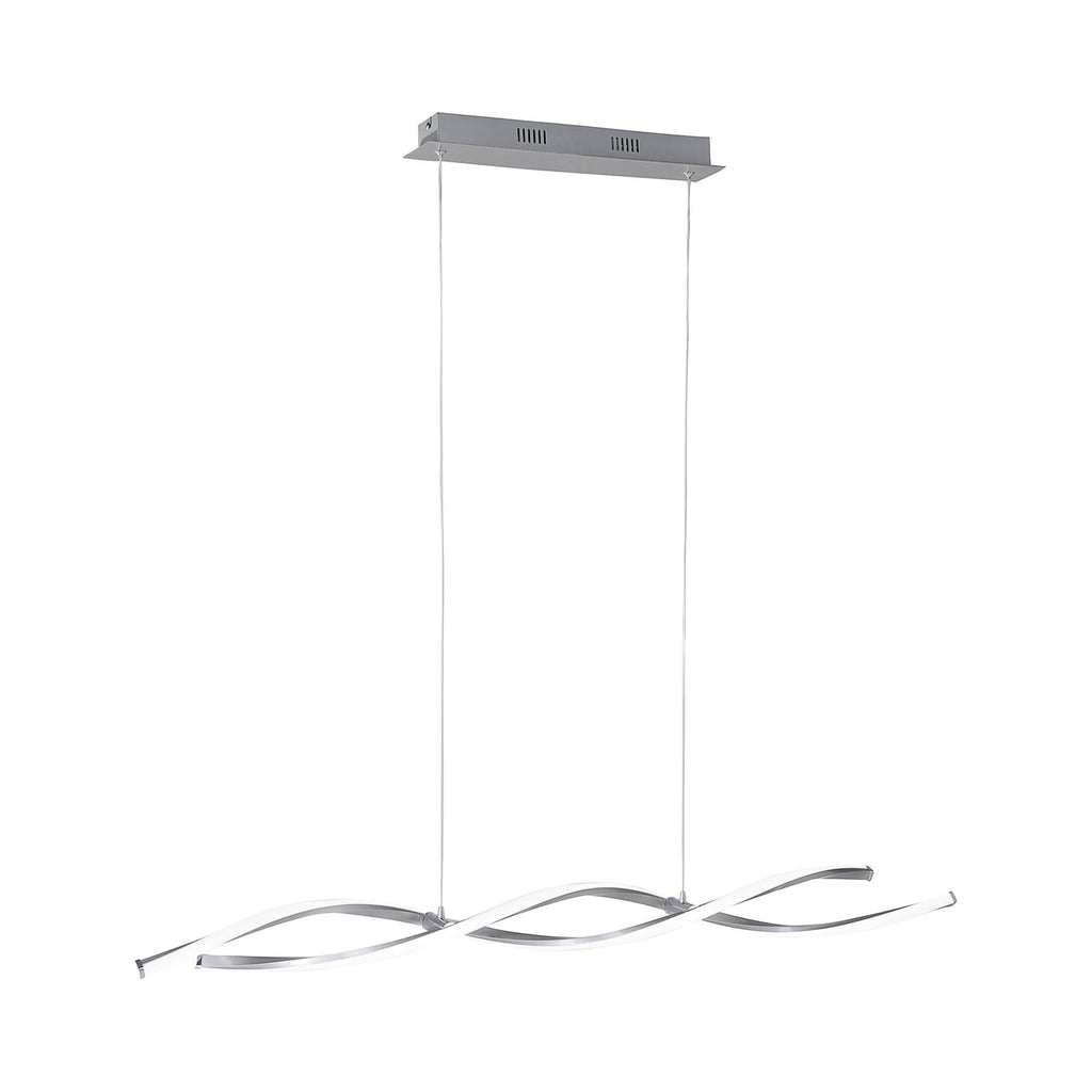LED pendellampe Polina dimbar bølgeformet sølv 110 cm bakside
