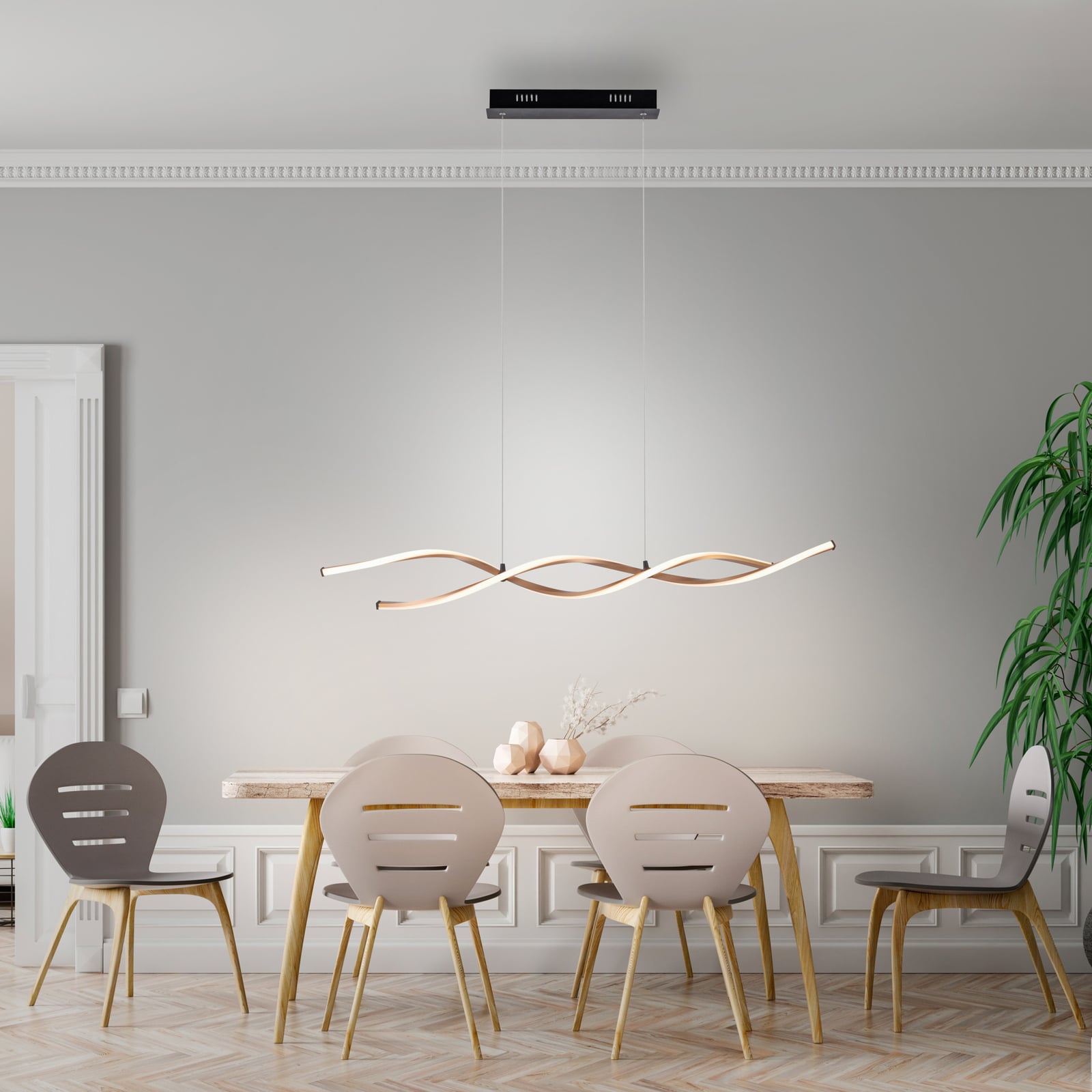 LED pendellampe Polina dimbar gull 110 cm bakside
