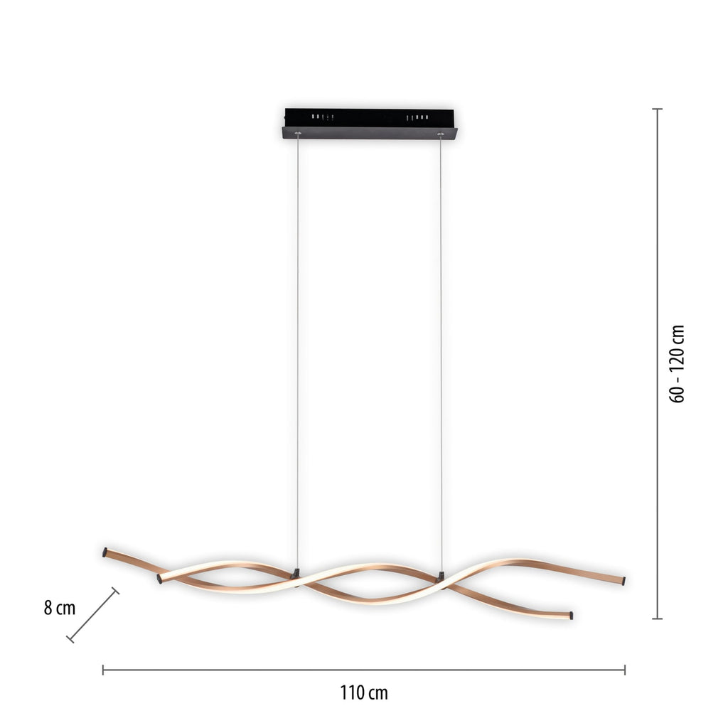 LED pendellampe Polina dimbar gull 110 cm detalj av design