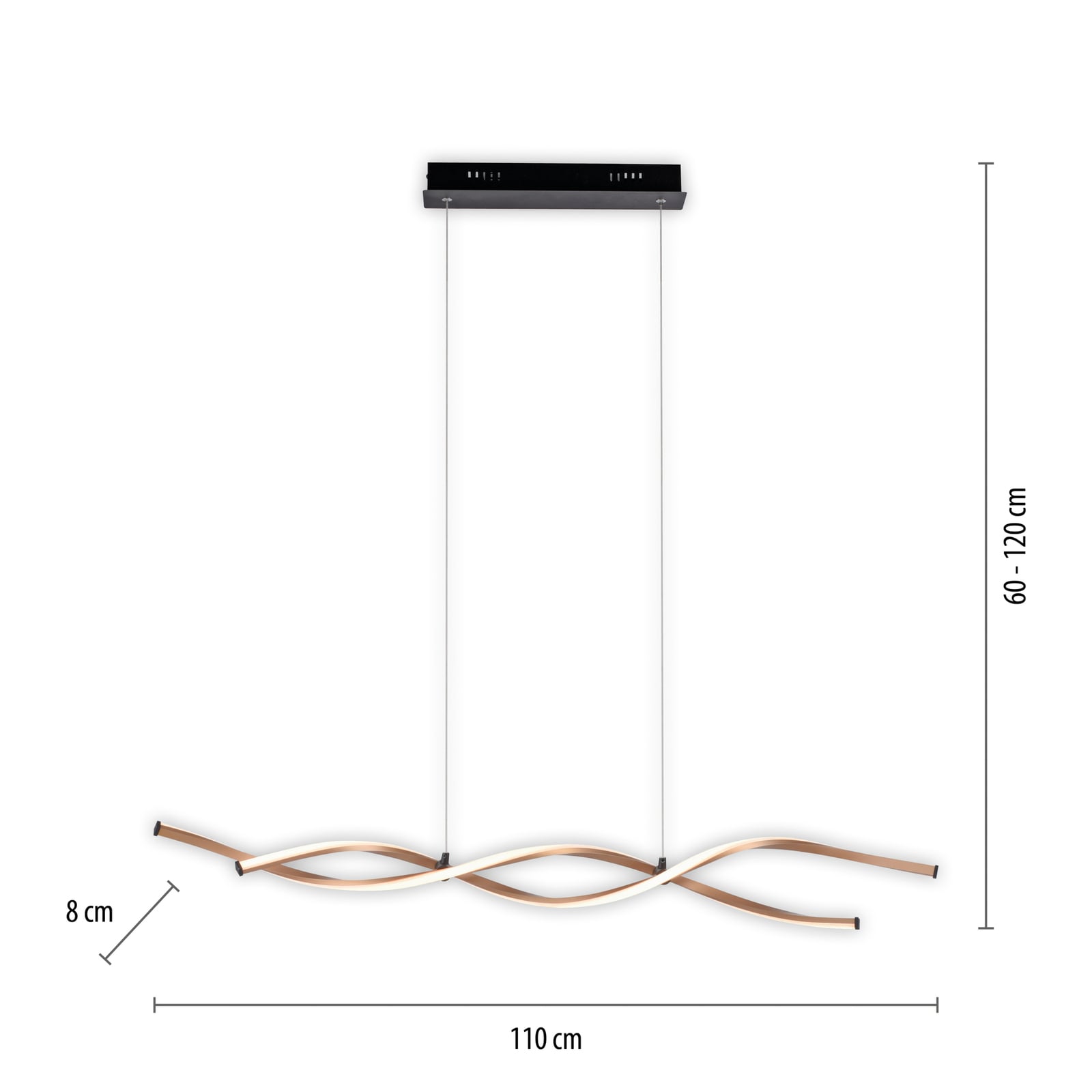 LED pendellampe Polina dimbar gull 110 cm detalj av design