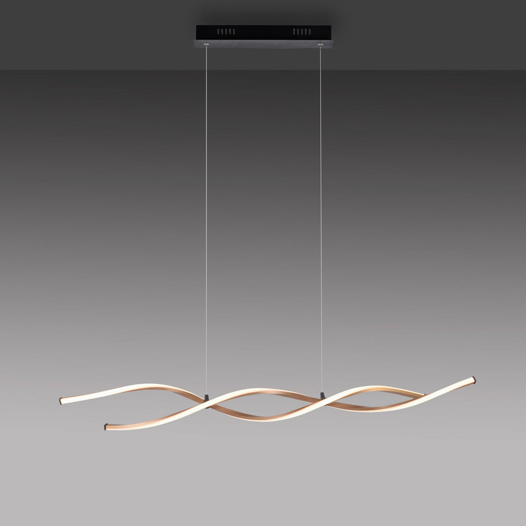 LED pendellampe Polina dimbar gull 110 cm montert i rom