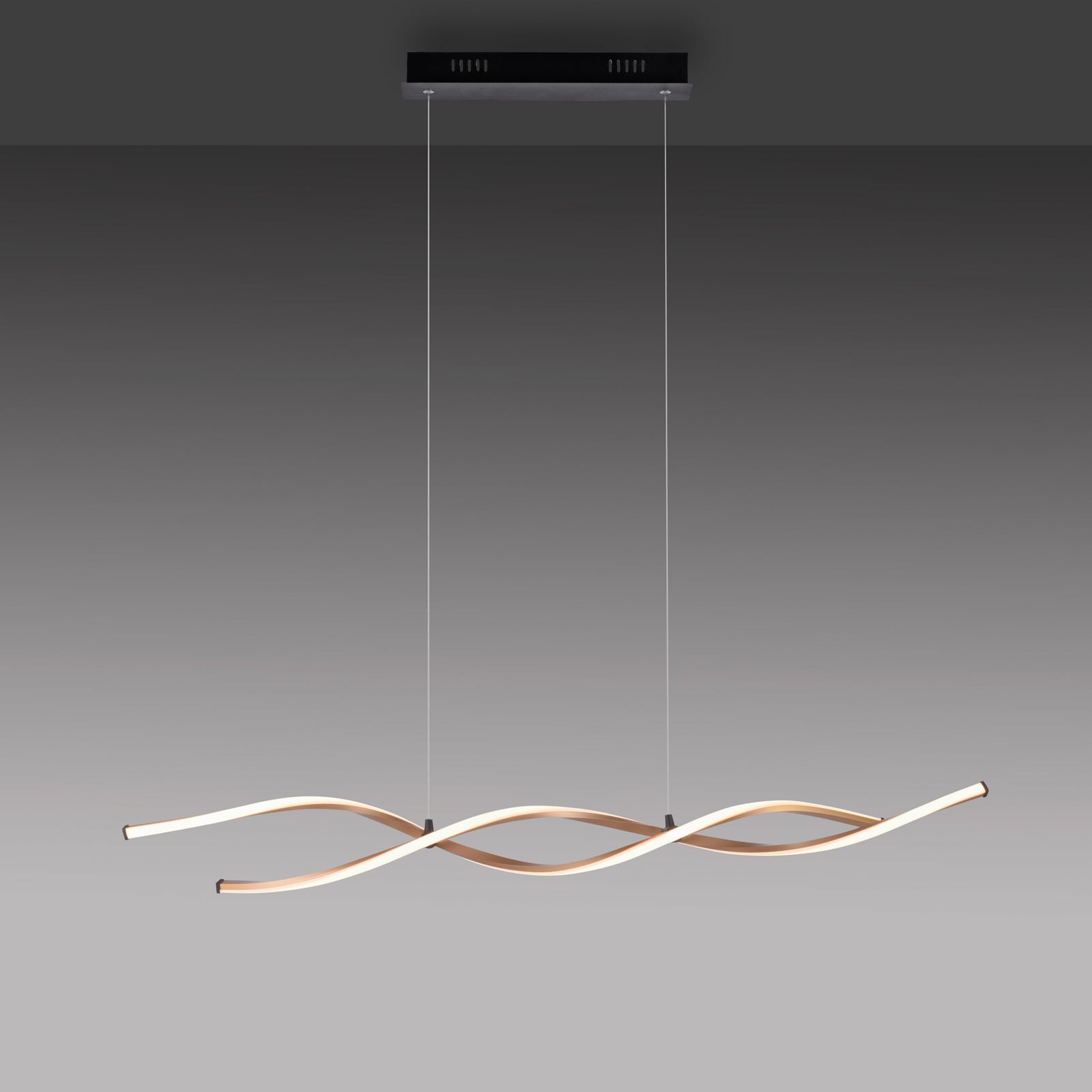 LED pendellampe Polina dimbar gull 110 cm montert i rom