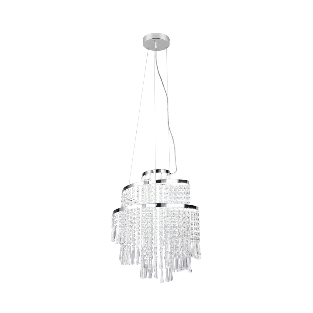 LED pendellampe Pomp dimbar CCT Ø38 cm krom akryl forfra