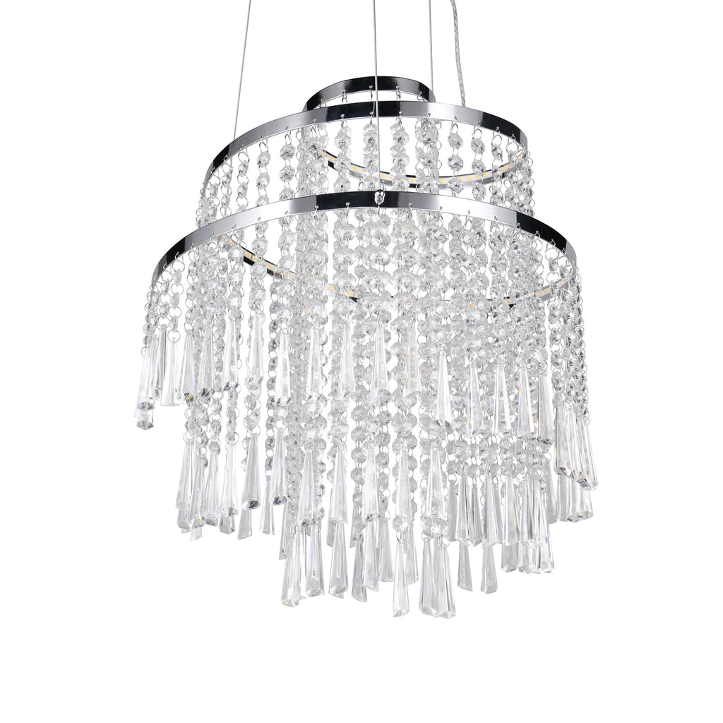 Montert LED pendellampe Pomp dimbar CCT Ø38 cm krom akryl i rom
