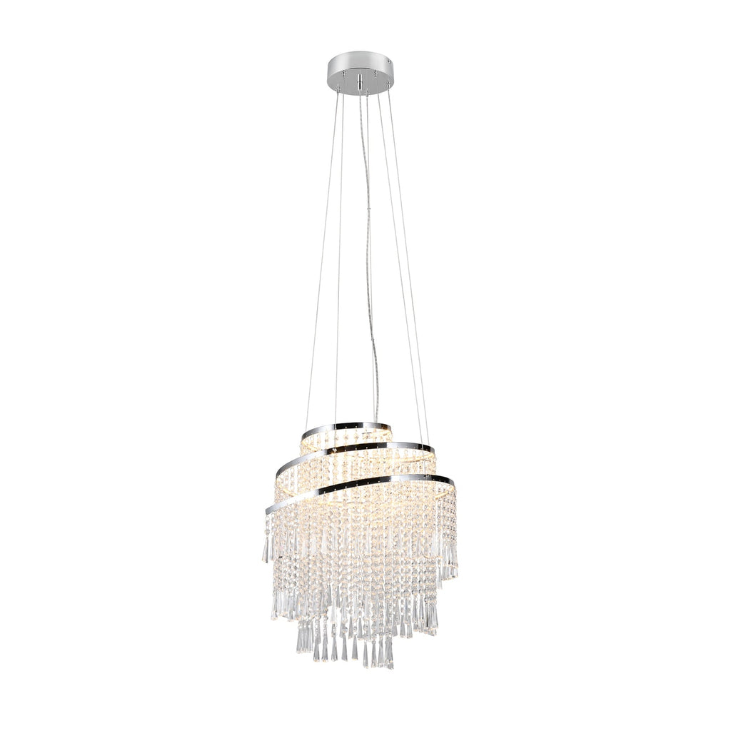 LED pendellampe Pomp krom akryl Ø48 cm forfra
