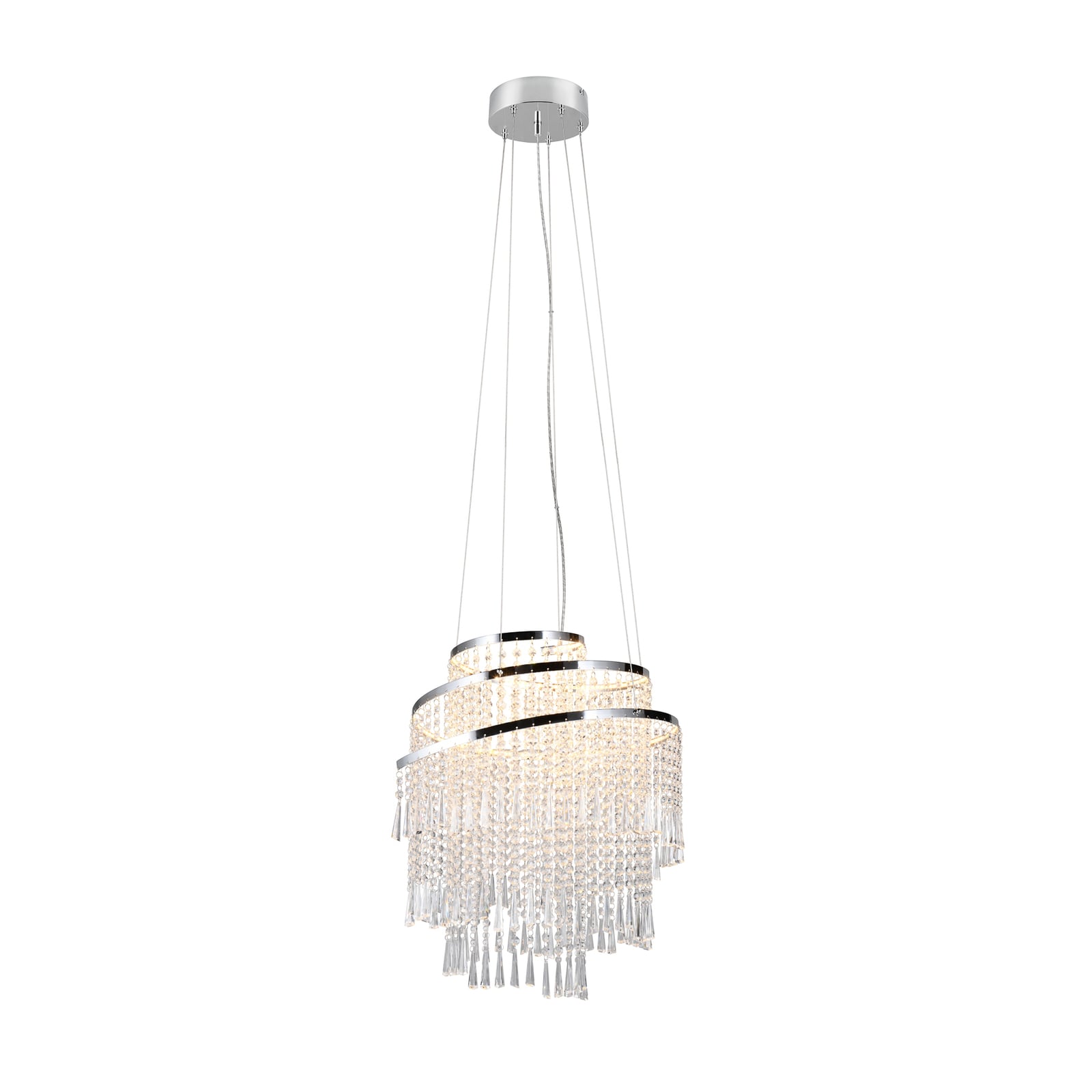 LED pendellampe Pomp krom akryl Ø48 cm forfra