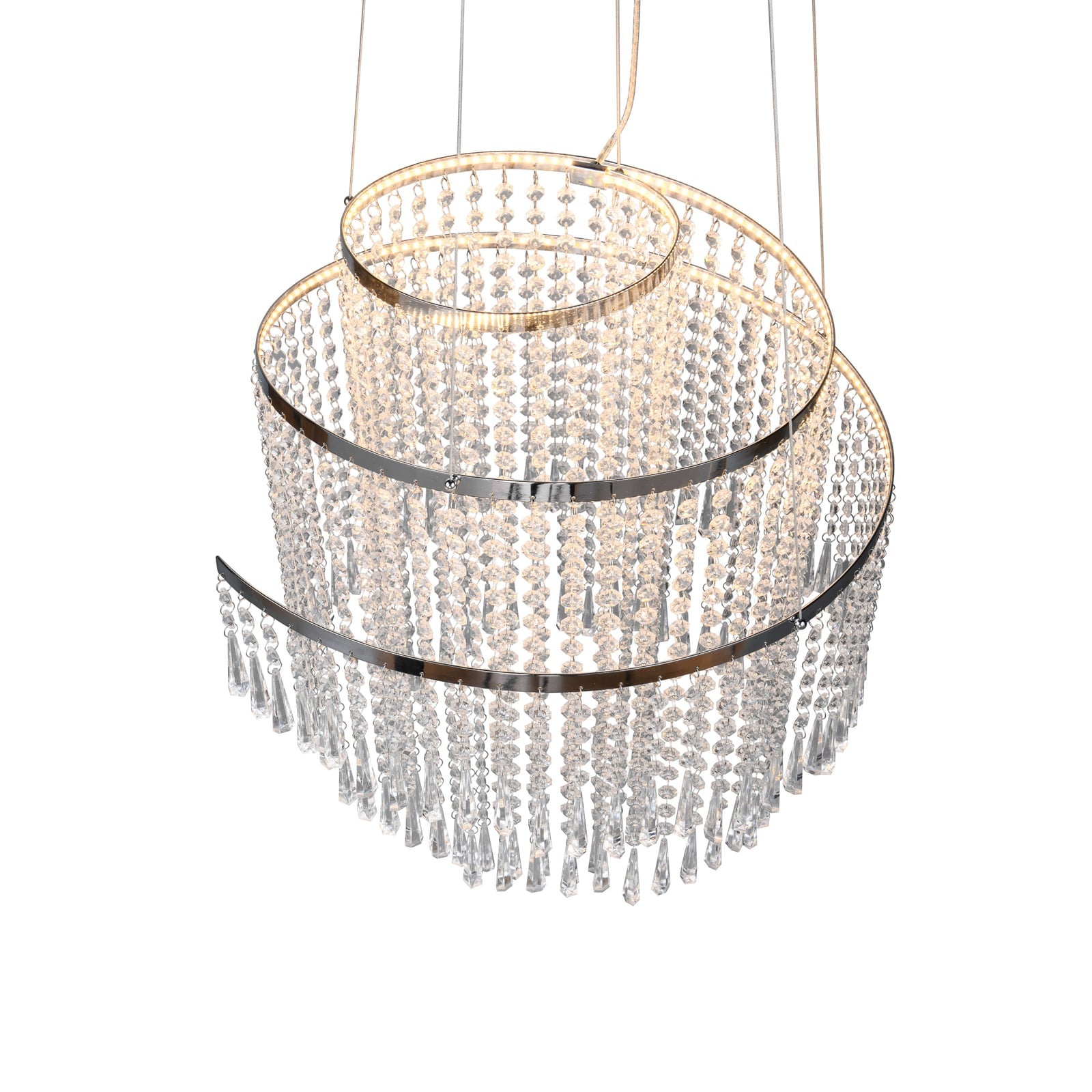 LED pendellampe Pomp krom akryl Ø48 cm detalj