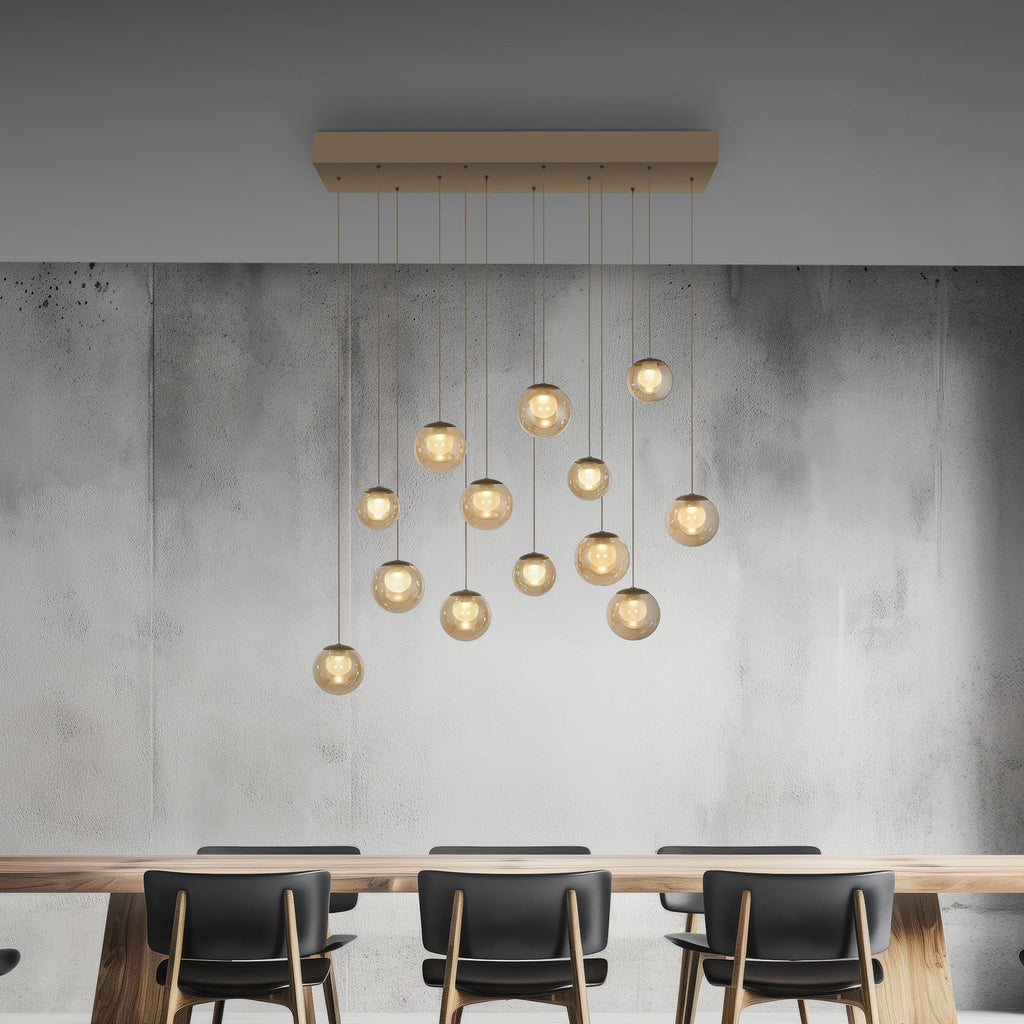 LED pendellampe Popup 13-lys bronse/amber detalj av lamper