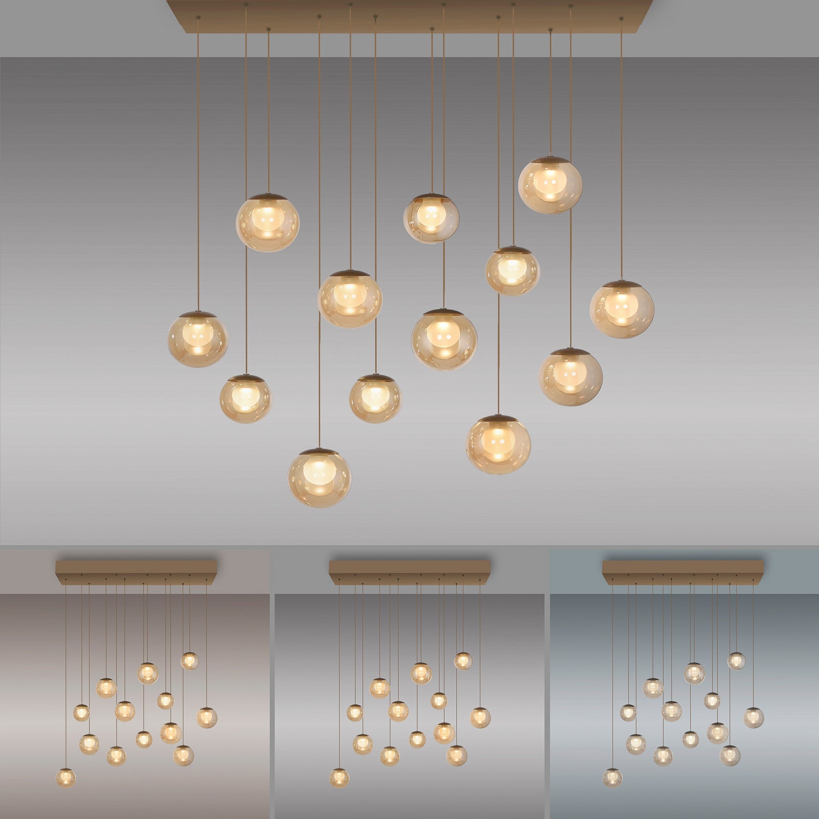 LED pendellampe Popup 13-lys bronse/amber fjernkontroll